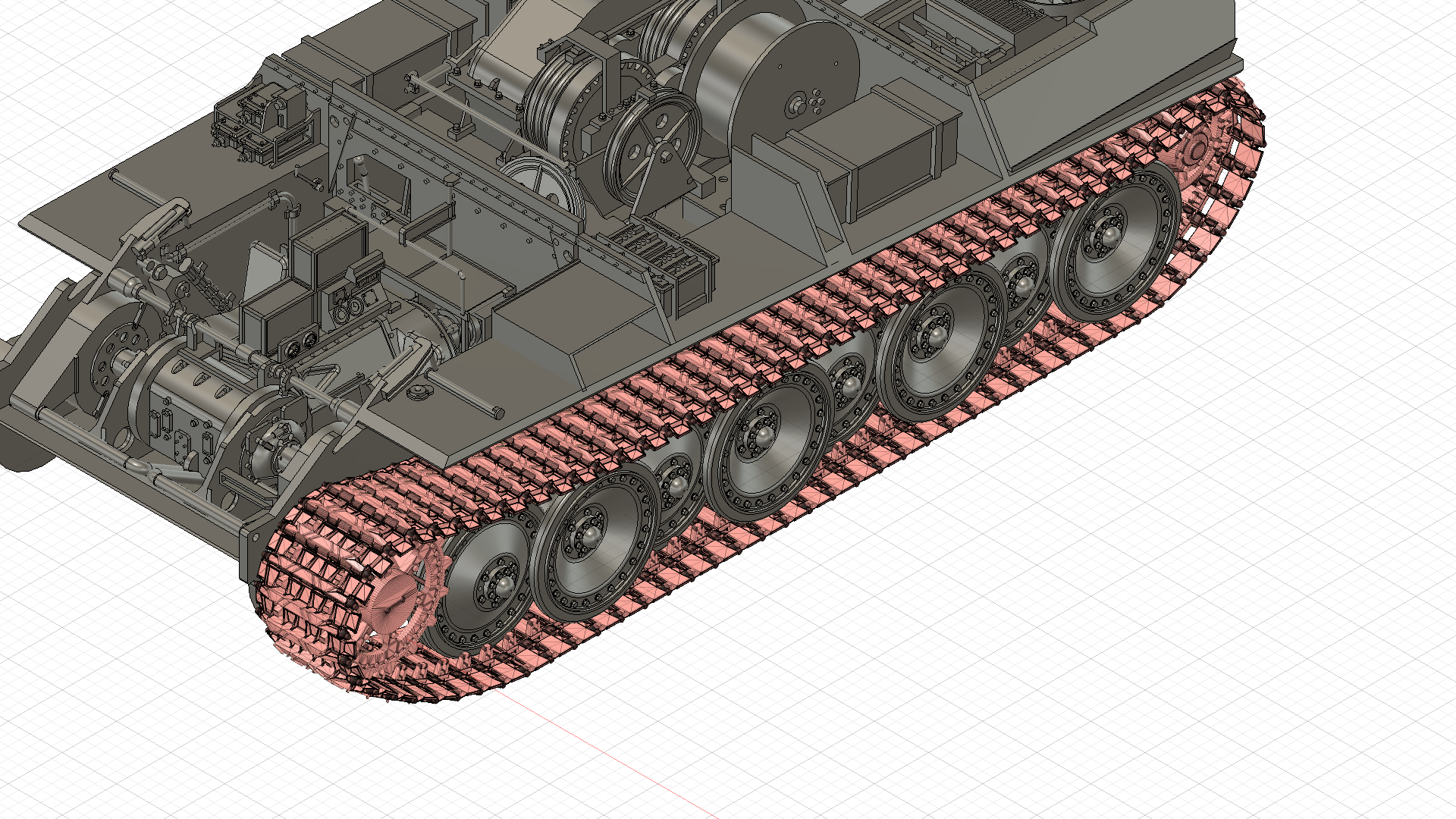 1/72 ベルゲパンター（Bergepanther） フルインテリアキット　履帯・転輪の組立て