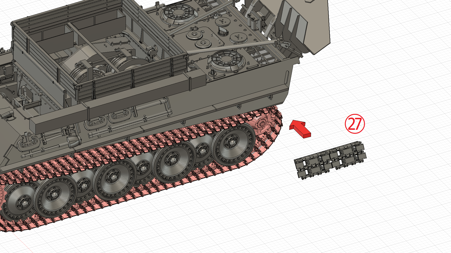 1/72 ベルゲパンター（Bergepanther） フルインテリアキット　予備履帯の組立て