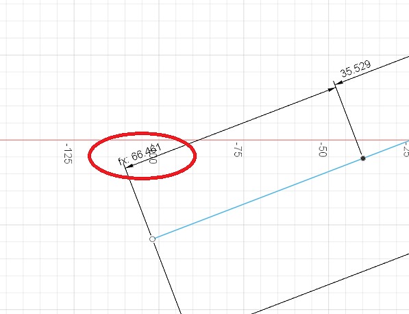 数式でスケッチ寸法に入力するとfxと表示される