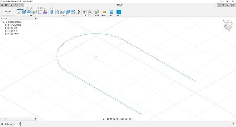 斜め上から見たU字型の線