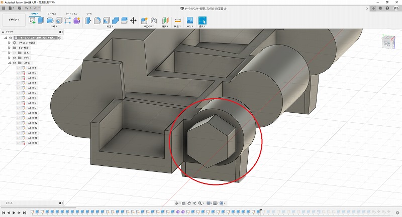 ディテールの追加（六角ボルトの押し出し）